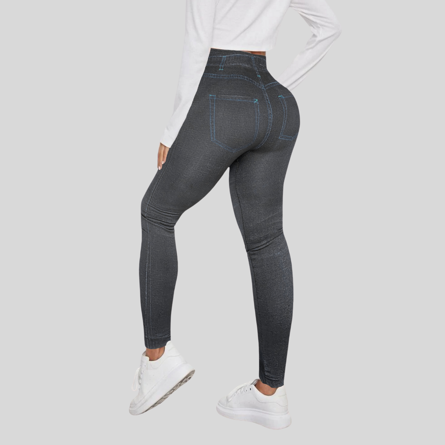 Foto 5 pulgar | Set de 2 Leggings Diseño Mezclilla Lic-055-2 para Mujer