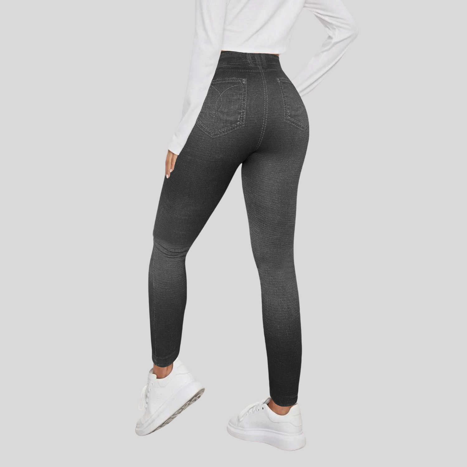 Foto 4 | Set De 2 Mallones Diseño Mezclilla Lic-055-2 Negro Y Azul Tela Stretch Gruesa
