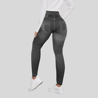 Foto 4 | Set De 2 Mallones Diseño Mezclilla Lic-055-2 Negro Y Azul Tela Stretch Gruesa