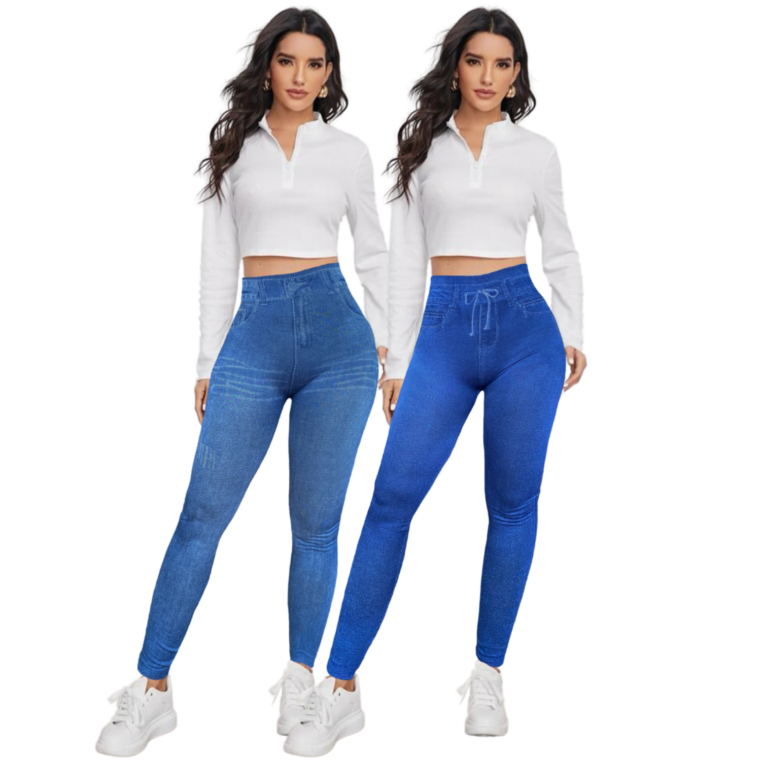 Set De 2 Mallones Diseño Mezclilla Lic-055-2 Azules Tela Stretch Gruesa