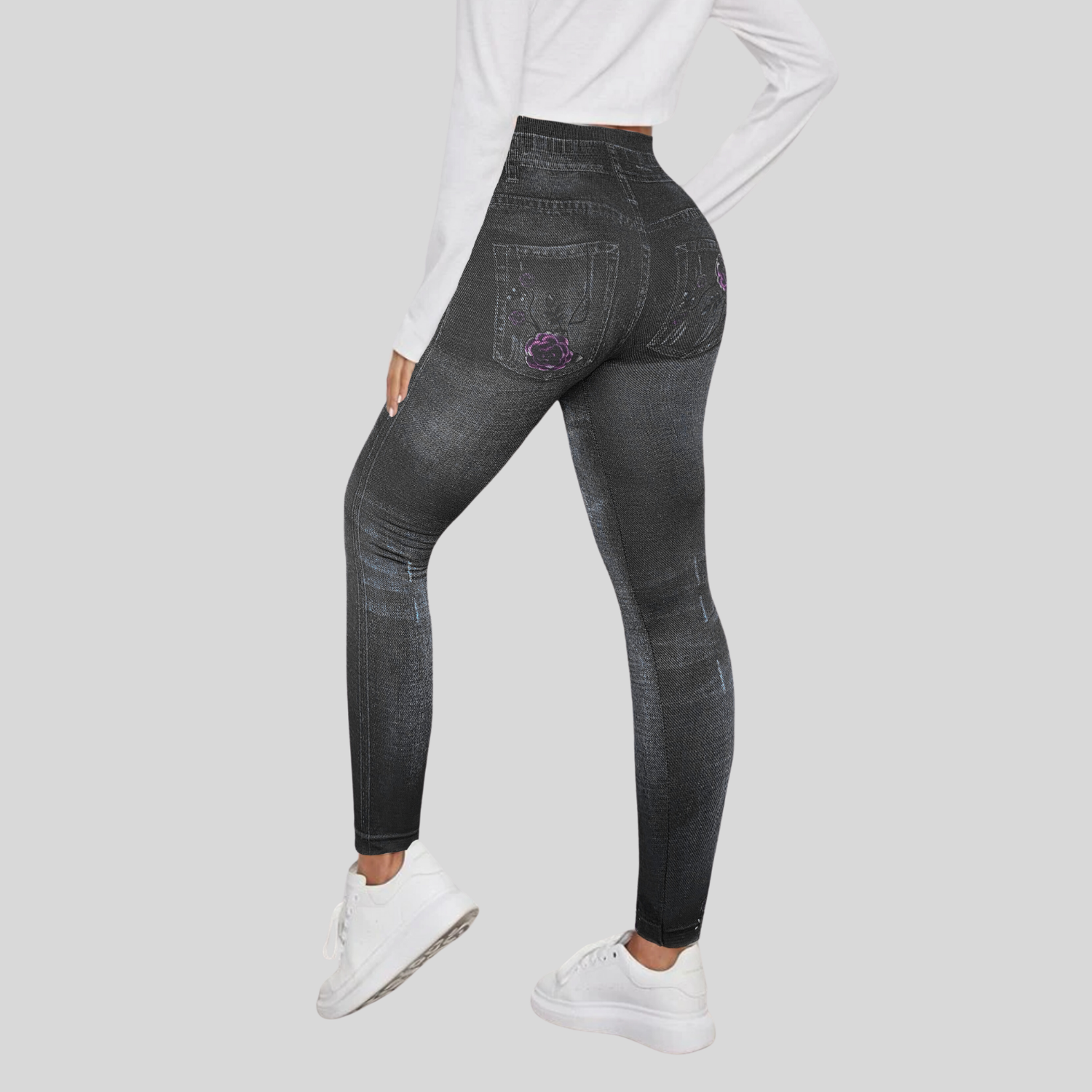 Foto 4 | Set De 2 Mallones Diseño Mezclilla Lic-055-2 Negro Y Azul Tela Stretch Gruesa