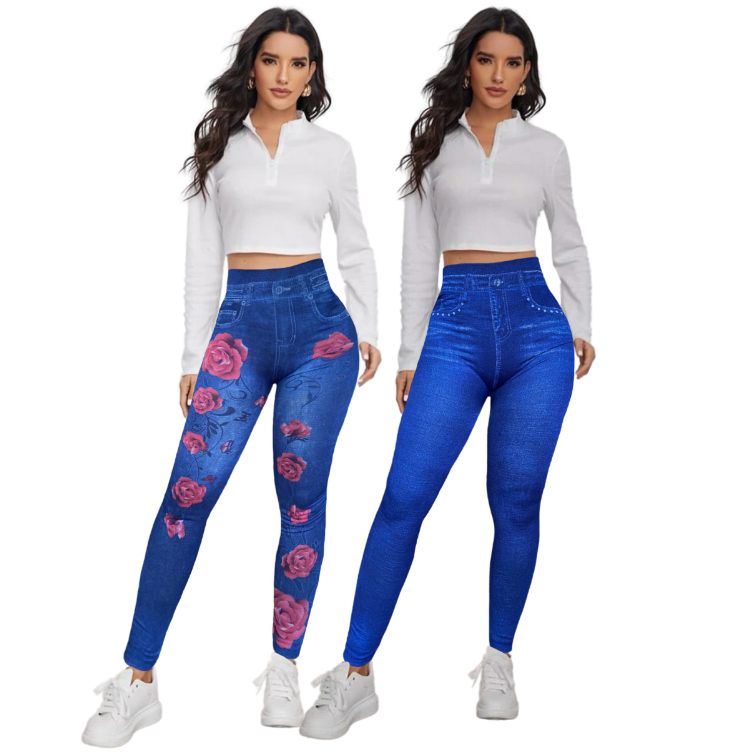 Set De 2 Mallones Diseño Mezclilla Lic-055-2 Azules Tela Stretch Gruesa