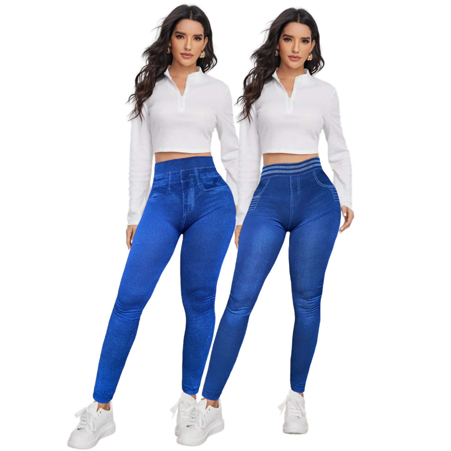 Set De 2 Mallones Diseño Mezclilla Lic-055-2 Azules Tela Stretch Gruesa