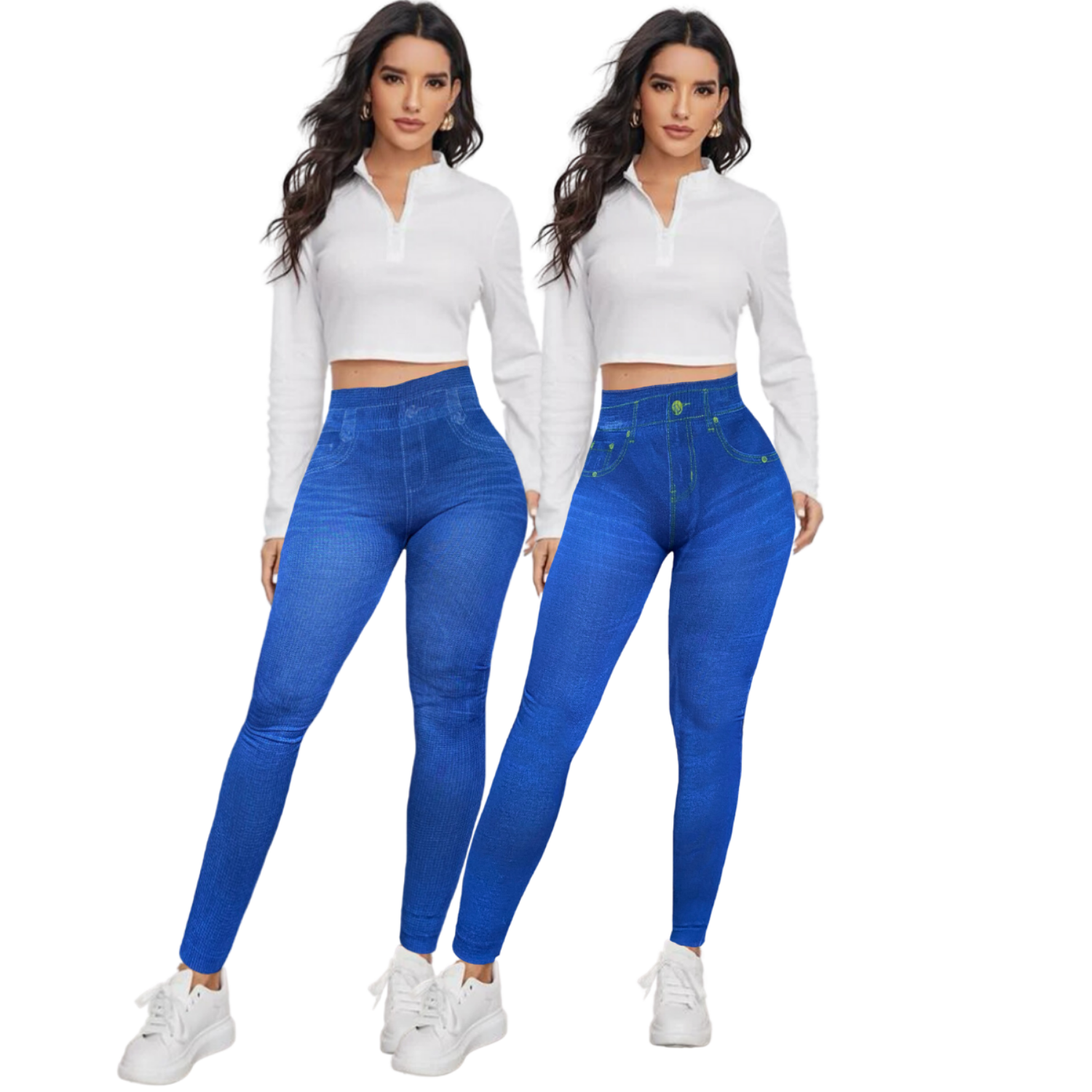 Set De 2 Mallones Diseño Mezclilla Lic-055-2 Azules Tela Stretch Gruesa
