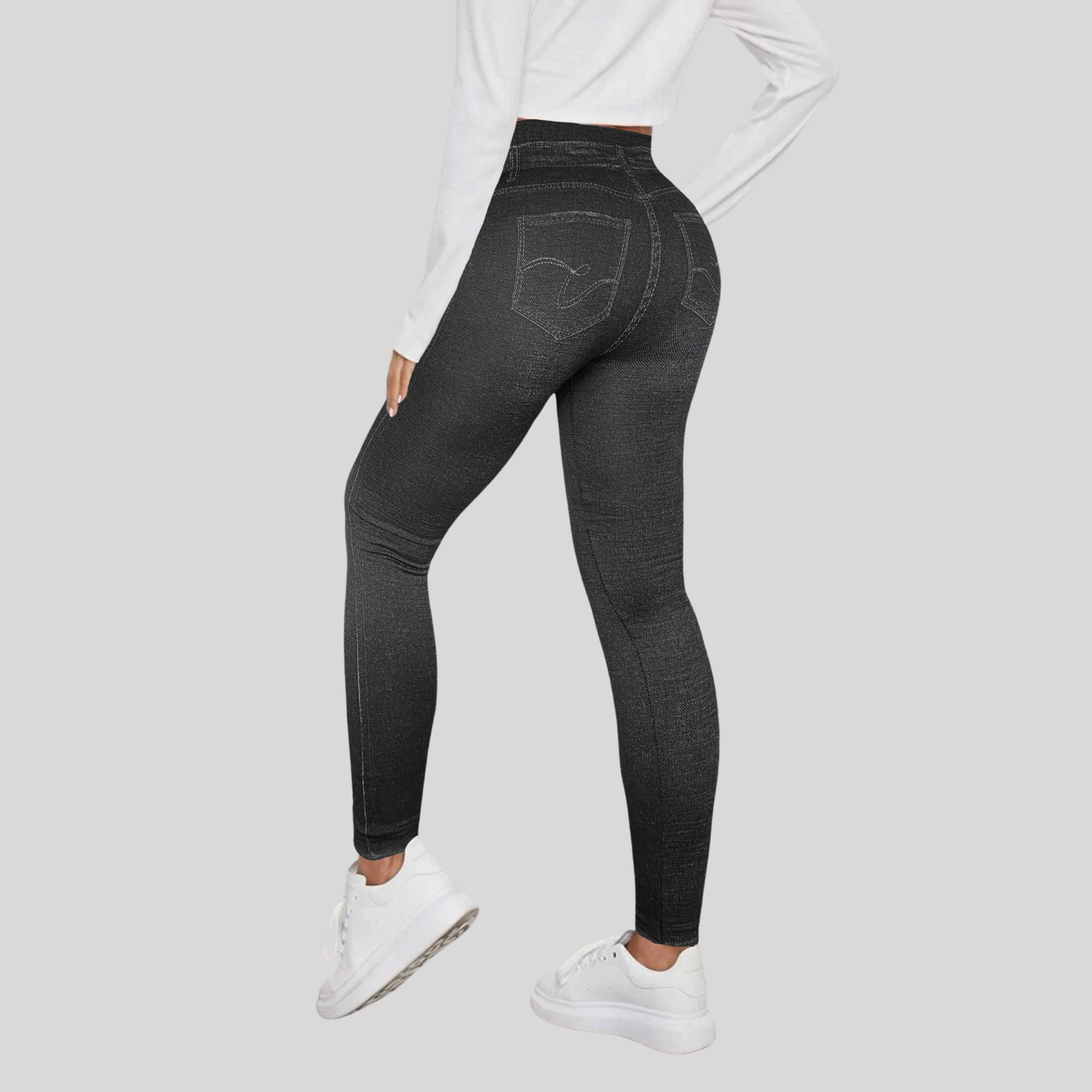 Foto 4 | Set De 2 Mallones Diseño Mezclilla Lic-055-2 Negro Y Azul Tela Stretch Gruesa