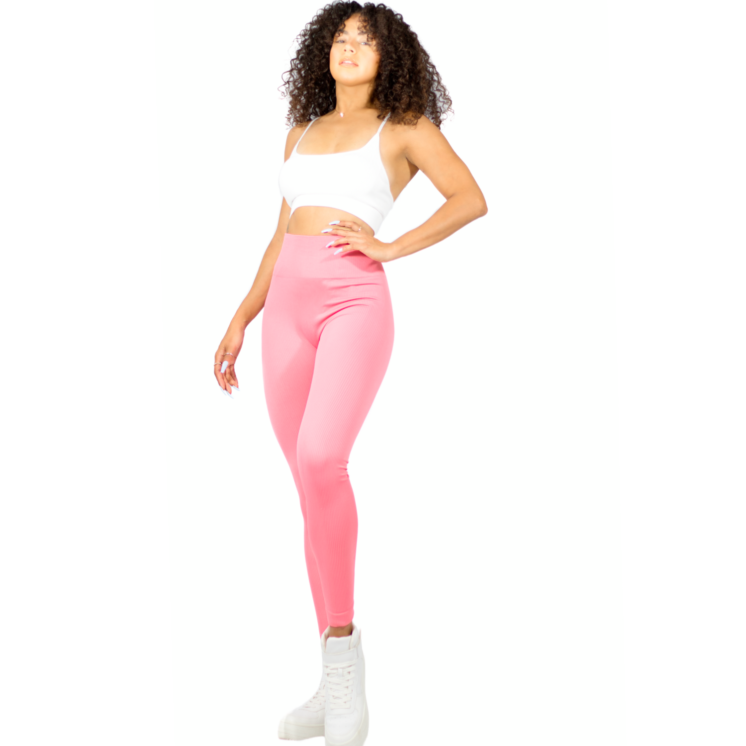 Foto 3 pulgar | Leggings Deportivos Rosas para Mujer