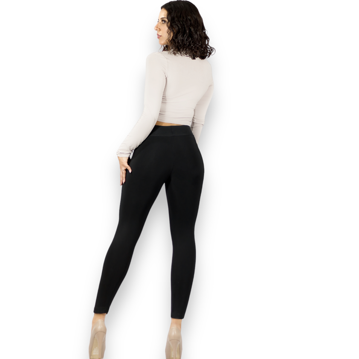 Foto 4 pulgar | Jeggings Negros Mallón Stretch para Mujer