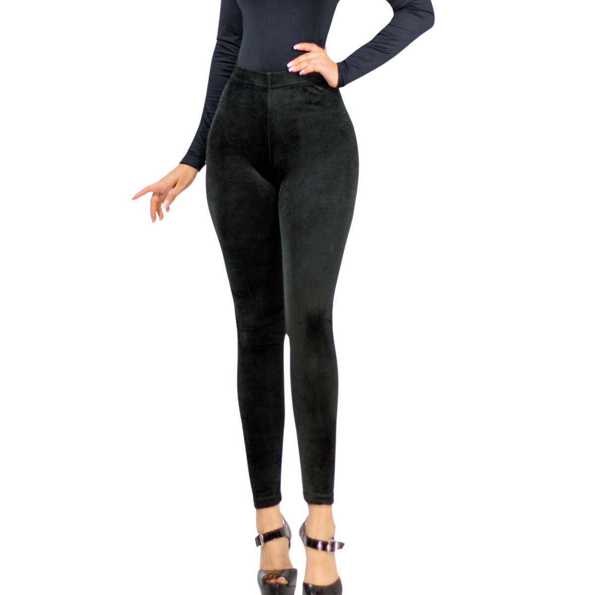 Foto 2 pulgar | Leggings De Mujer Lic-03 Negro Aterciopelado