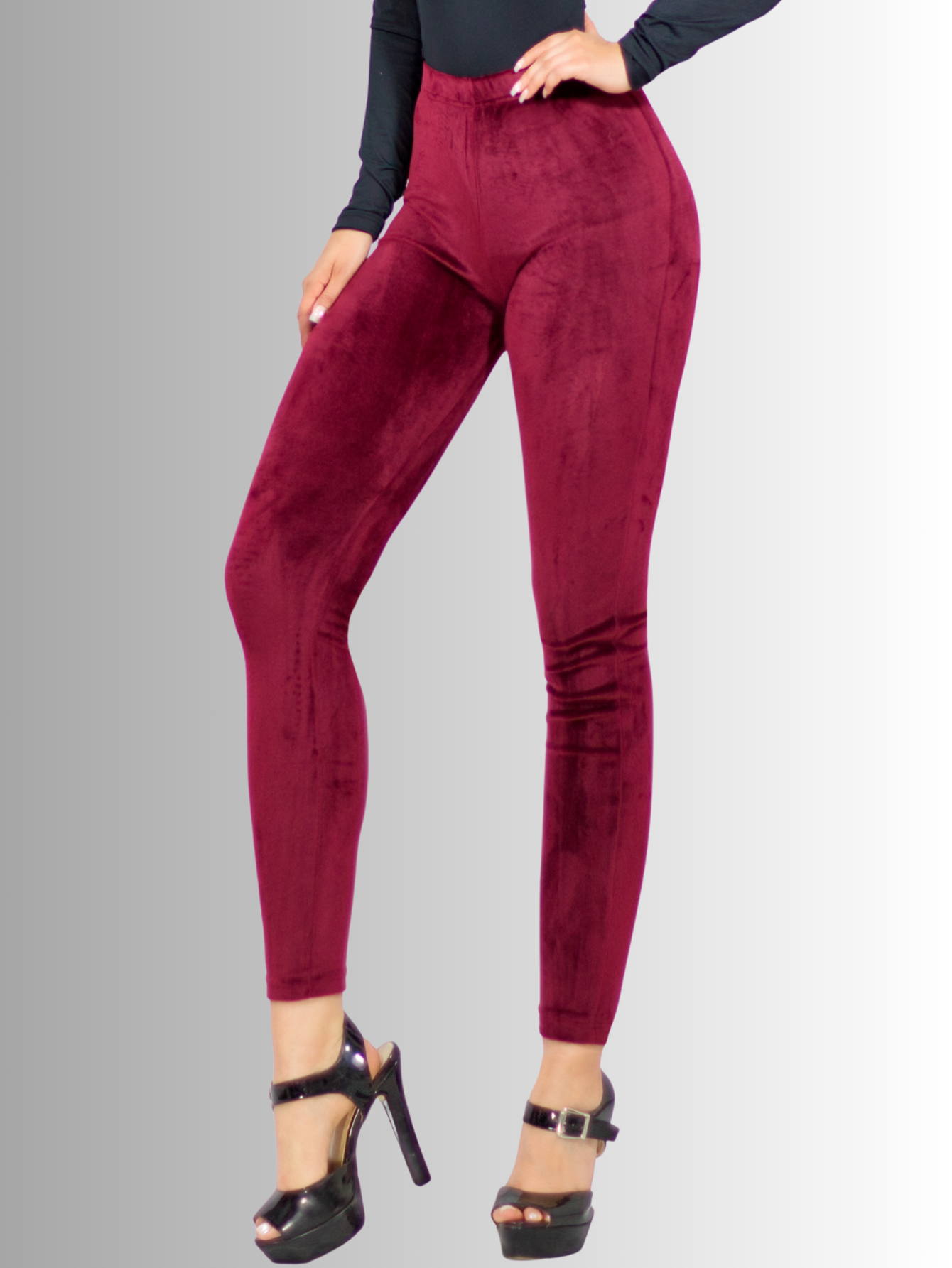 Foto 3 pulgar | Leggings De Mujer Lic-03 Vino Aterciopelado