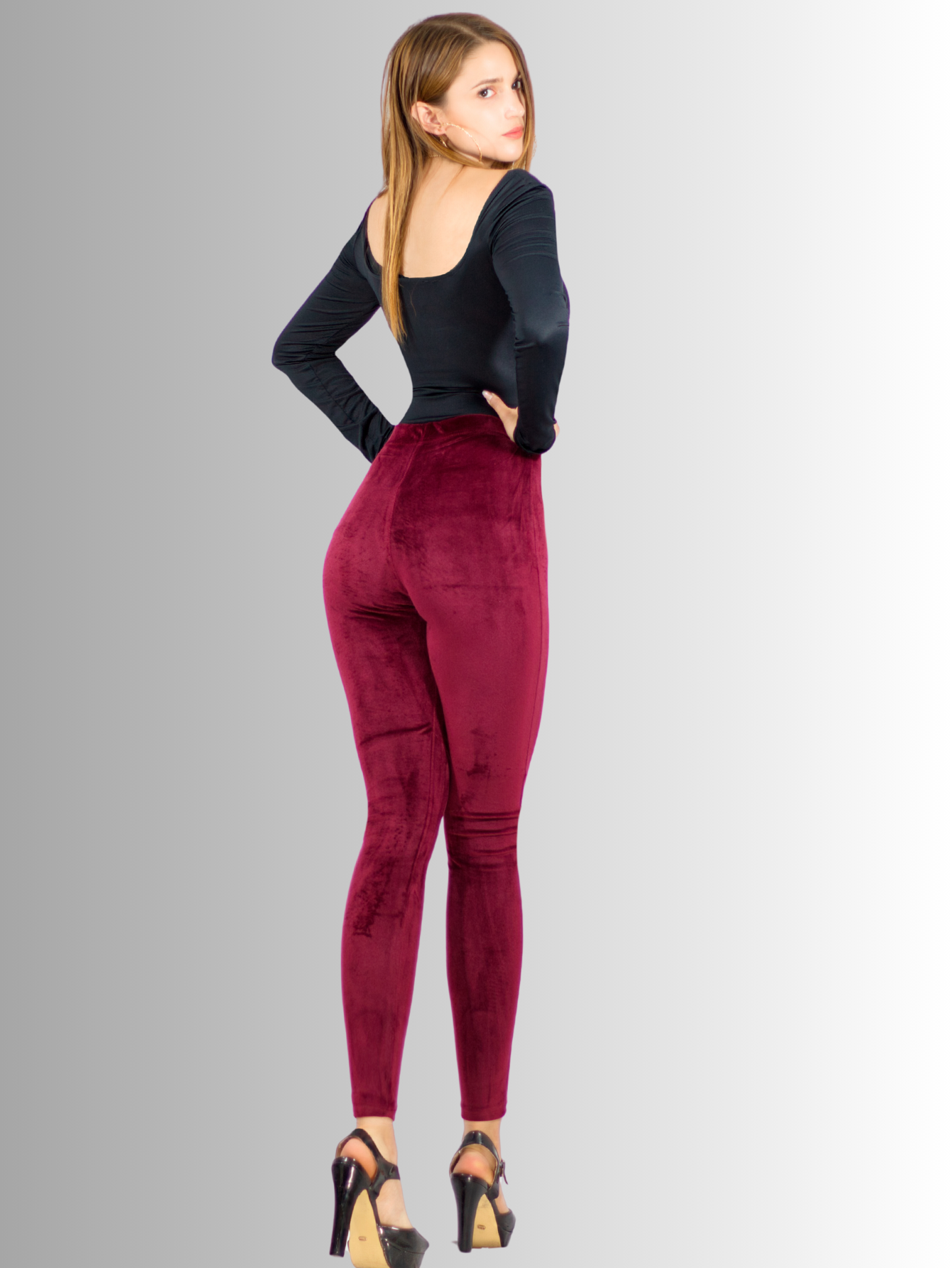 Foto 5 pulgar | Leggings De Mujer Lic-03 Vino Aterciopelado