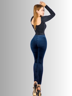 Foto 4 | Leggings De Mujer Lic-03 Marino Aterciopelado