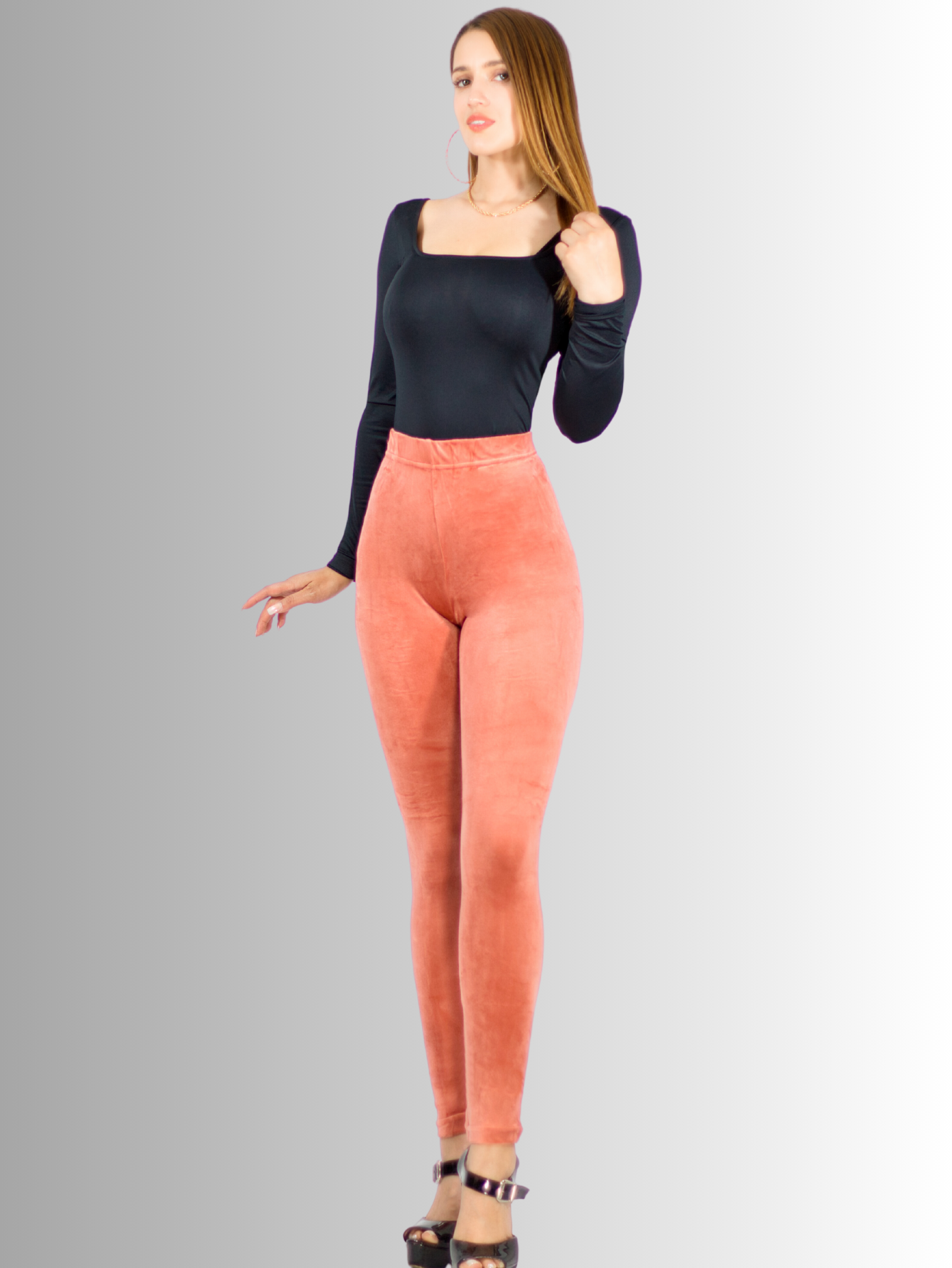 Foto 4 pulgar | Leggings De Mujer Lic-03 Coral Aterciopelado