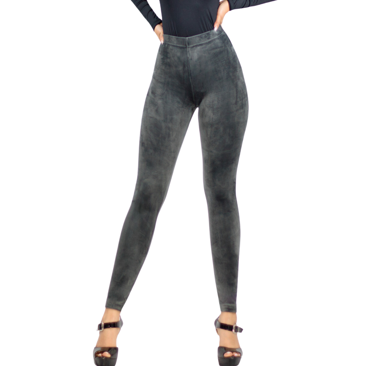 Foto 2 pulgar | Leggings De Mujer Lic-03 Gris Aterciopelado