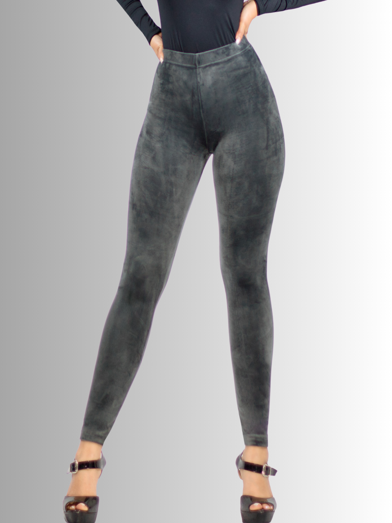 Foto 3 pulgar | Leggings De Mujer Lic-03 Gris Aterciopelado