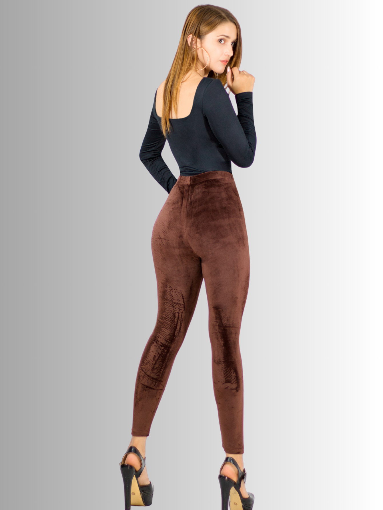 Foto 5 pulgar | Leggings De Mujer Lic-03 Café Aterciopelado