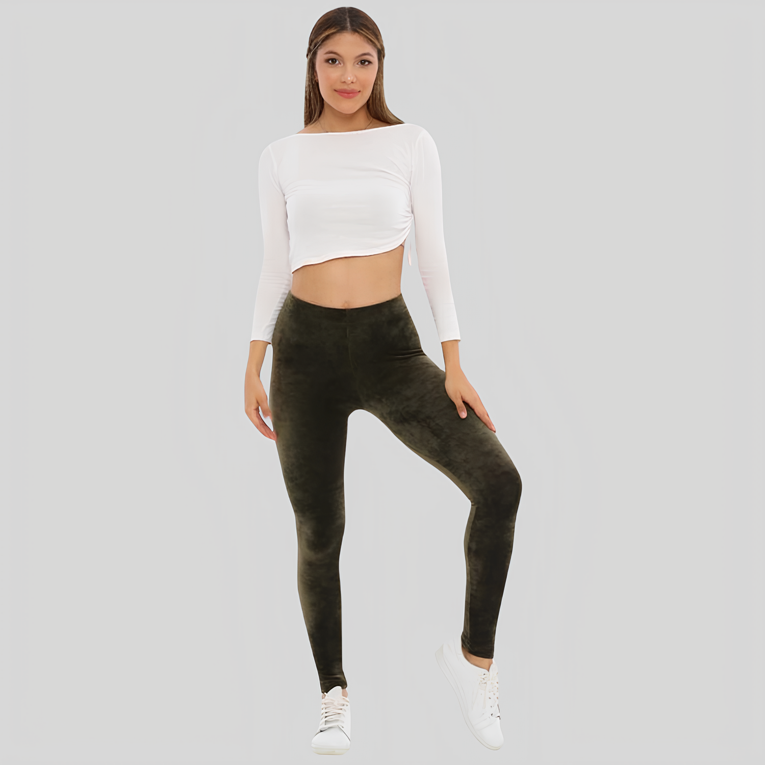 Foto 2 | Leggings De Mujer Lic-03 Verde Oscuro Aterciopelado
