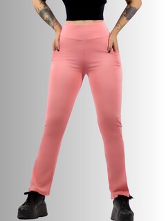 Foto 3 | Leggings Casuales O Deportivos De Mujer Lic-0152 Color Rosa Acampanados Y Con Cintura Alta