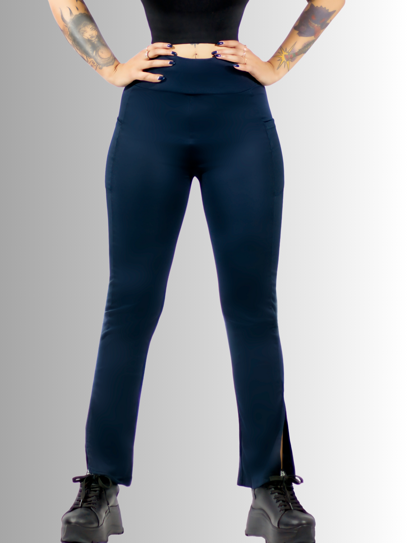 Foto 3 pulgar | Leggings Casuales O Deportivos De Mujer Lic-0152 Color Marino Acampanados Y Con Cintura Alta