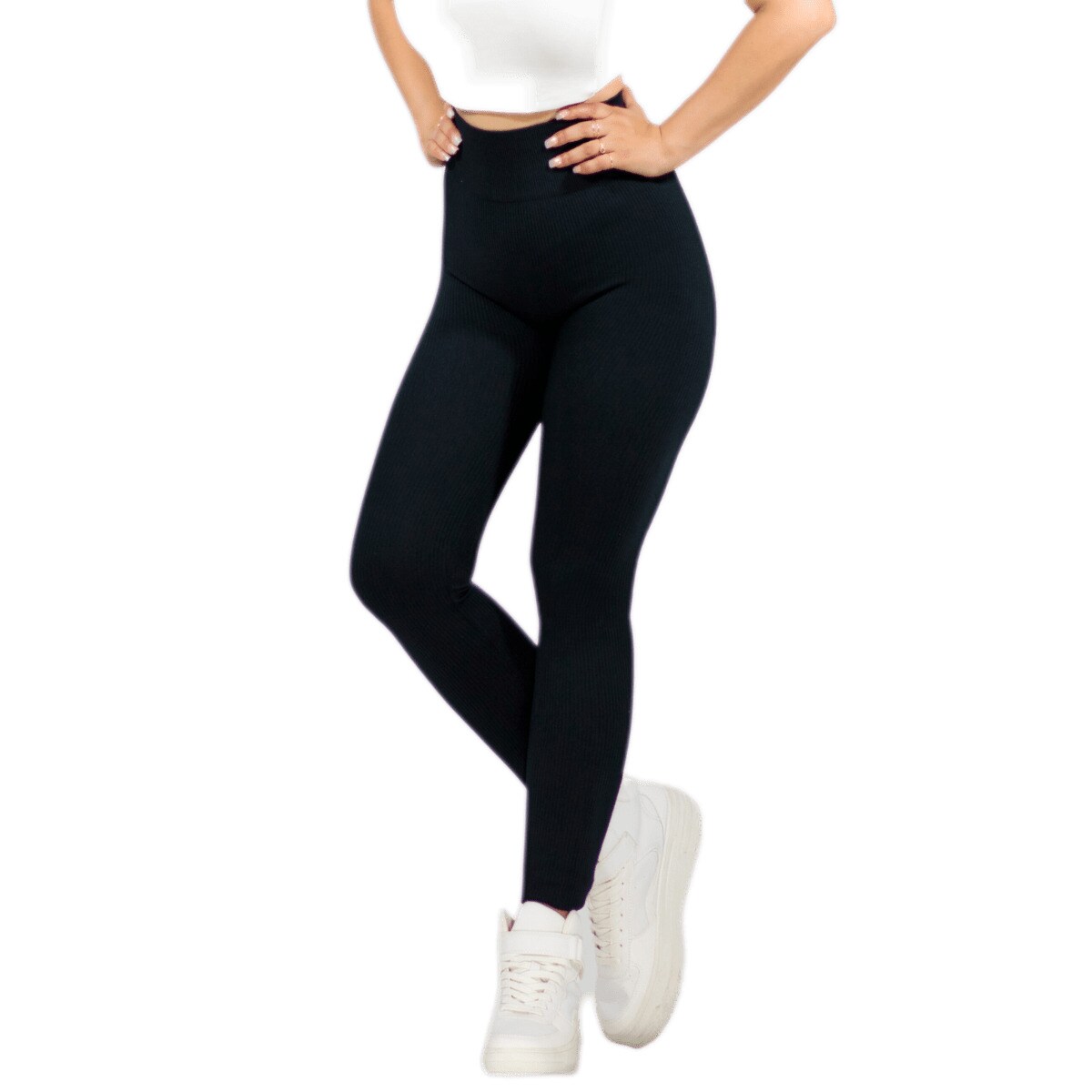 Leggings Canalé Stretch Negros para Mujer $179