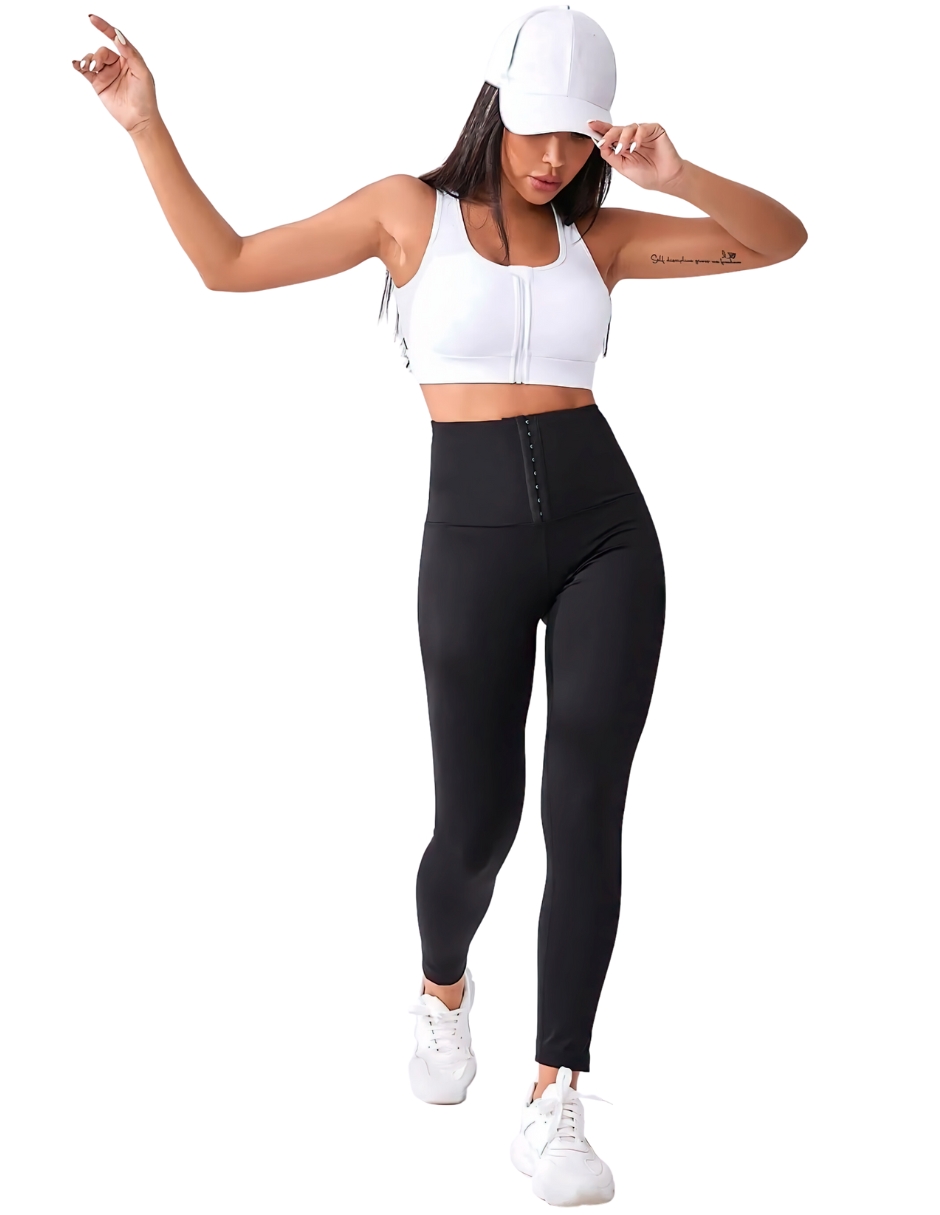 Leggings de Mujer con Faja de Tiro Alto Lic-070-2 Negra