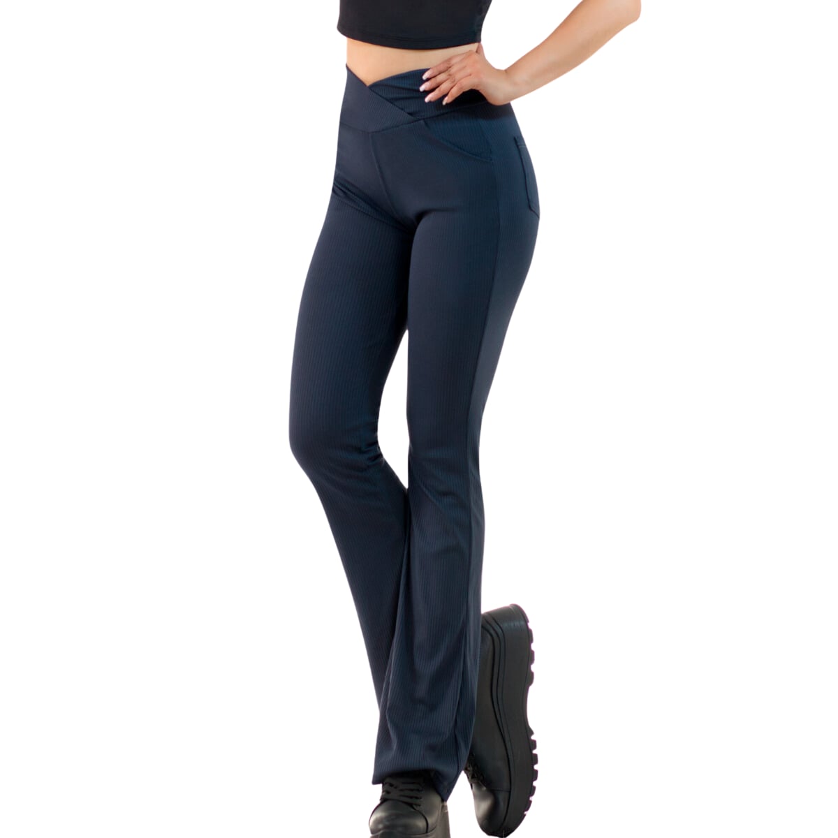 Leggings Azul Marino Acampanados con Bolsillos para Mujer $269