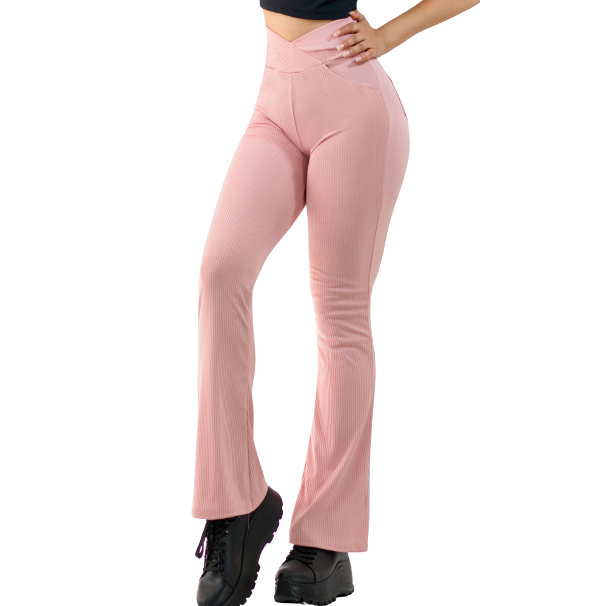 Leggings Coral Acampanados con Bolsillos para Mujer