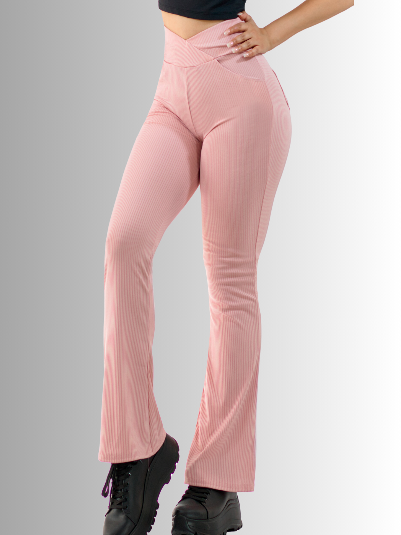 Foto 3 pulgar | Leggings Coral Acampanados con Bolsillos para Mujer