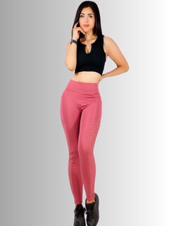 Foto 5 | Leggins Deportivos o Casuales para Mujer Lic-0154 color Coral con Bolsas Laterales y Detalles en Malla