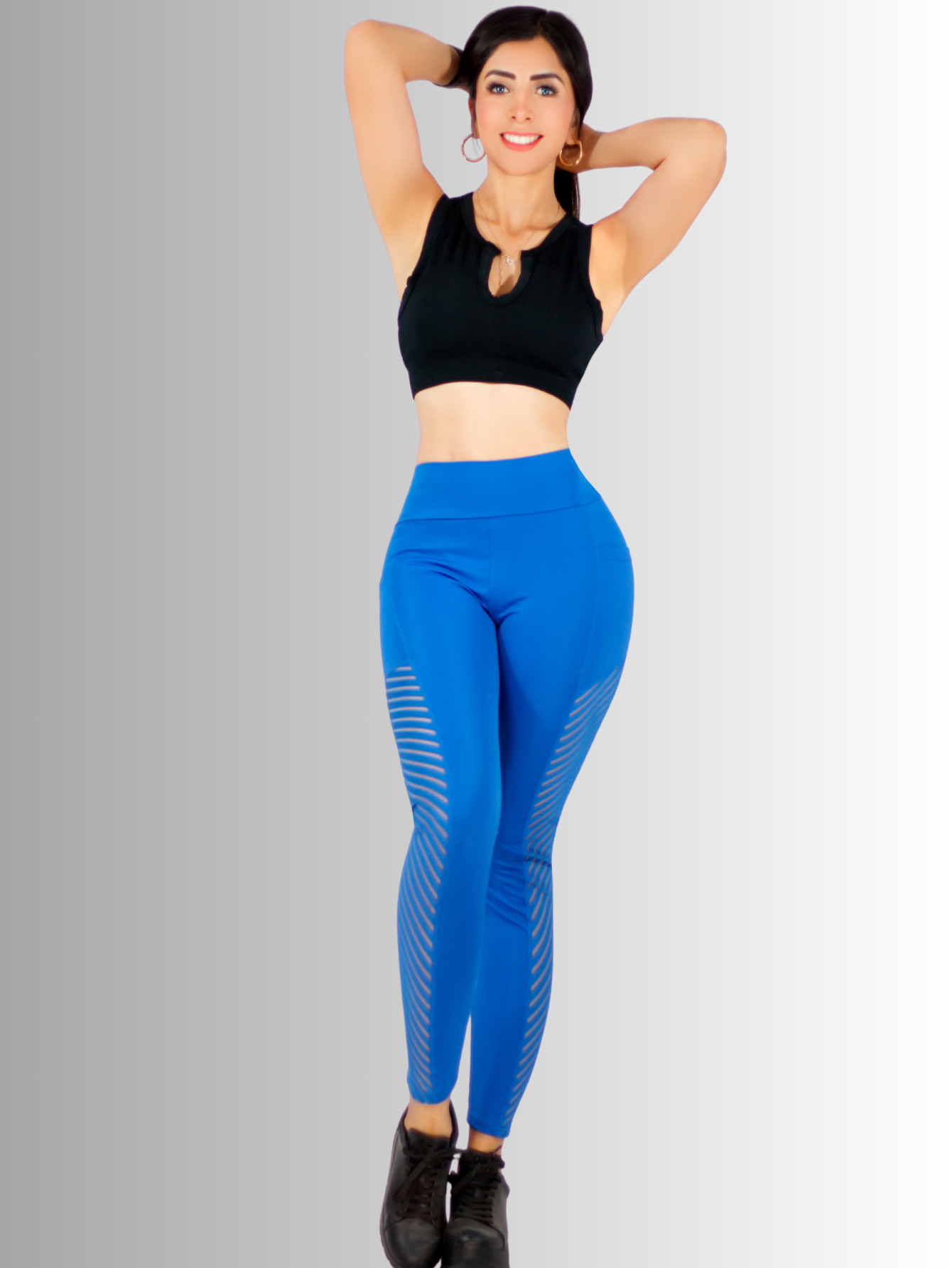 Foto 5 pulgar | Leggins Deportivo o Casual para Mujer Lic-0154 Azul con Bolsas Laterales y Detalles en Malla