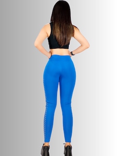 Foto 6 | Leggins Deportivo o Casual para Mujer Lic-0154 Azul con Bolsas Laterales y Detalles en Malla