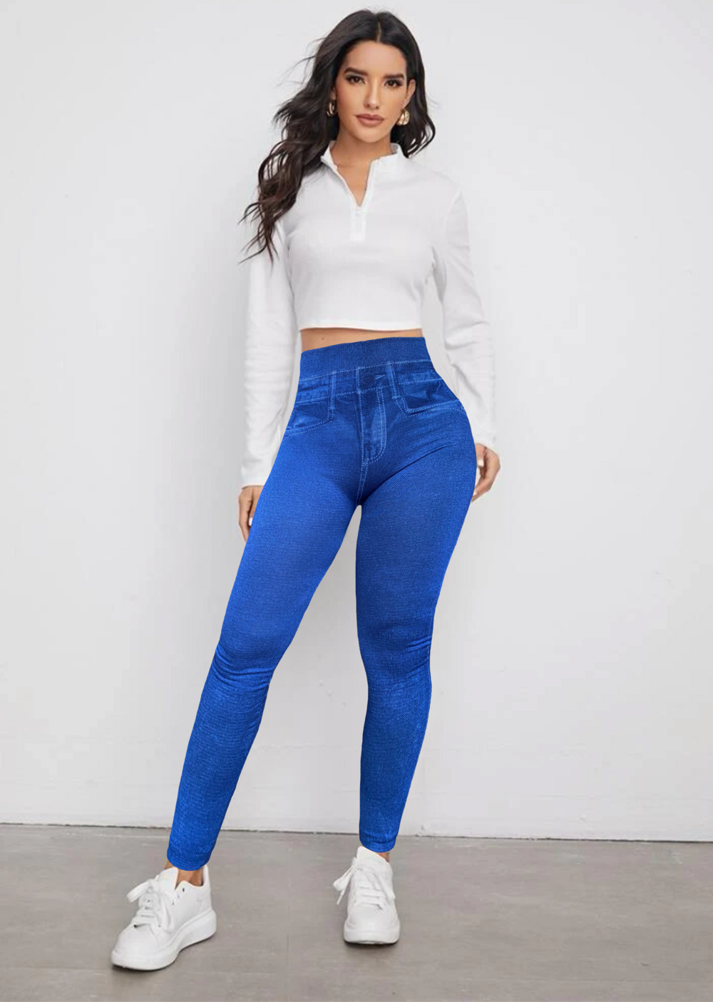 Foto 2 pulgar | Leggings de Mezclilla Azul 2 Piezas para Mujer