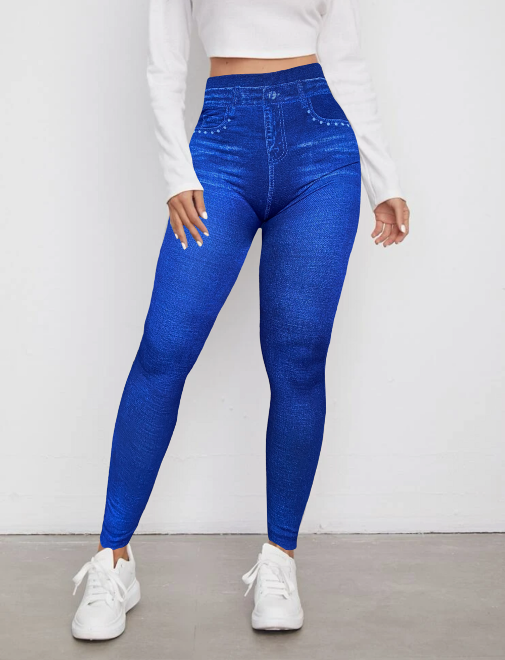 Foto 3 pulgar | Leggings de Mezclilla Azul 2 Piezas para Mujer