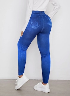Foto 3 | Leggings de Mezclilla Azul 2 Piezas para Mujer