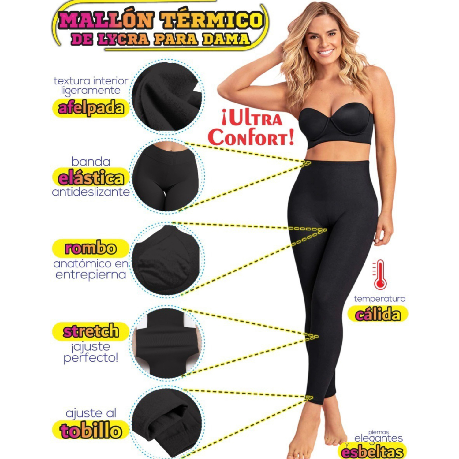 Foto 7 pulgar | Set de 4 Leggings Térmicos Varios Colores para Mujer