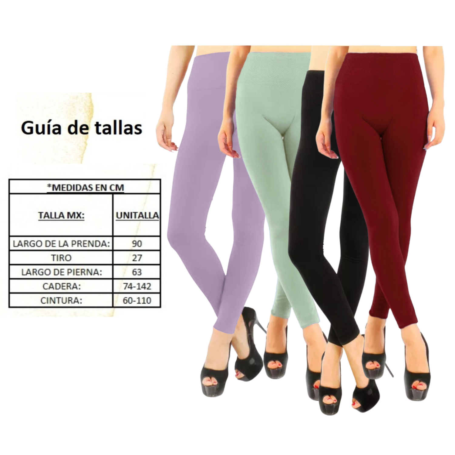 Foto 8 pulgar | Set de 4 Leggings Térmicos Varios Colores para Mujer