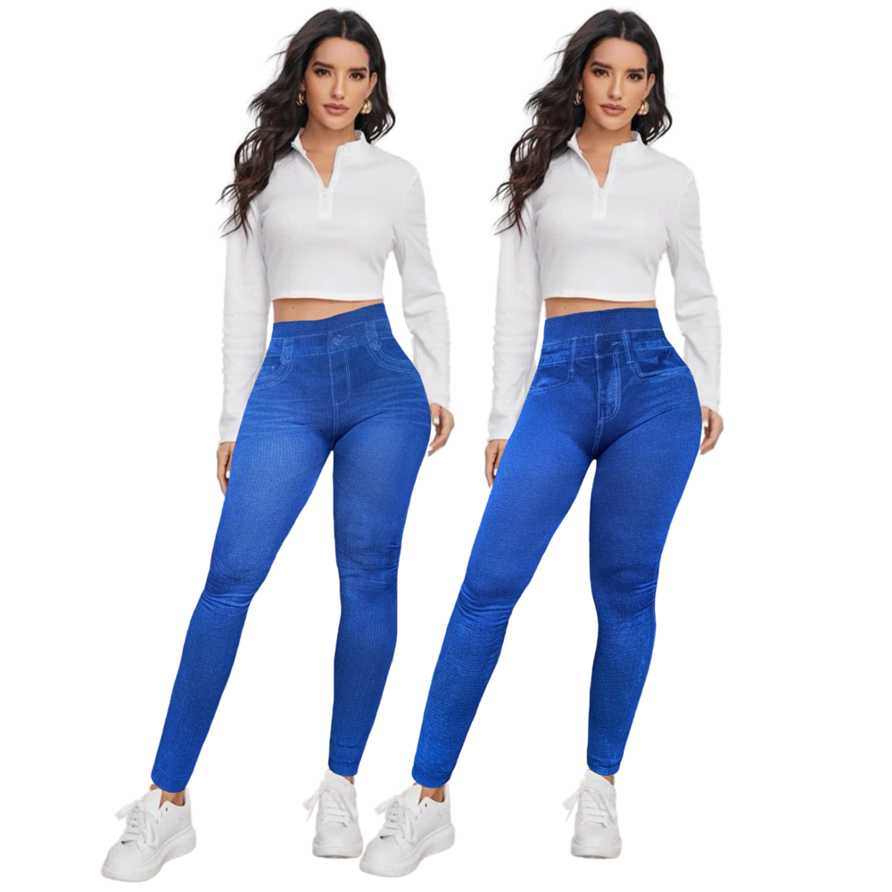 Set de 2 Mallones Diseño Mezclilla Lic-055-2 Azules Tela Stretch Gruesa