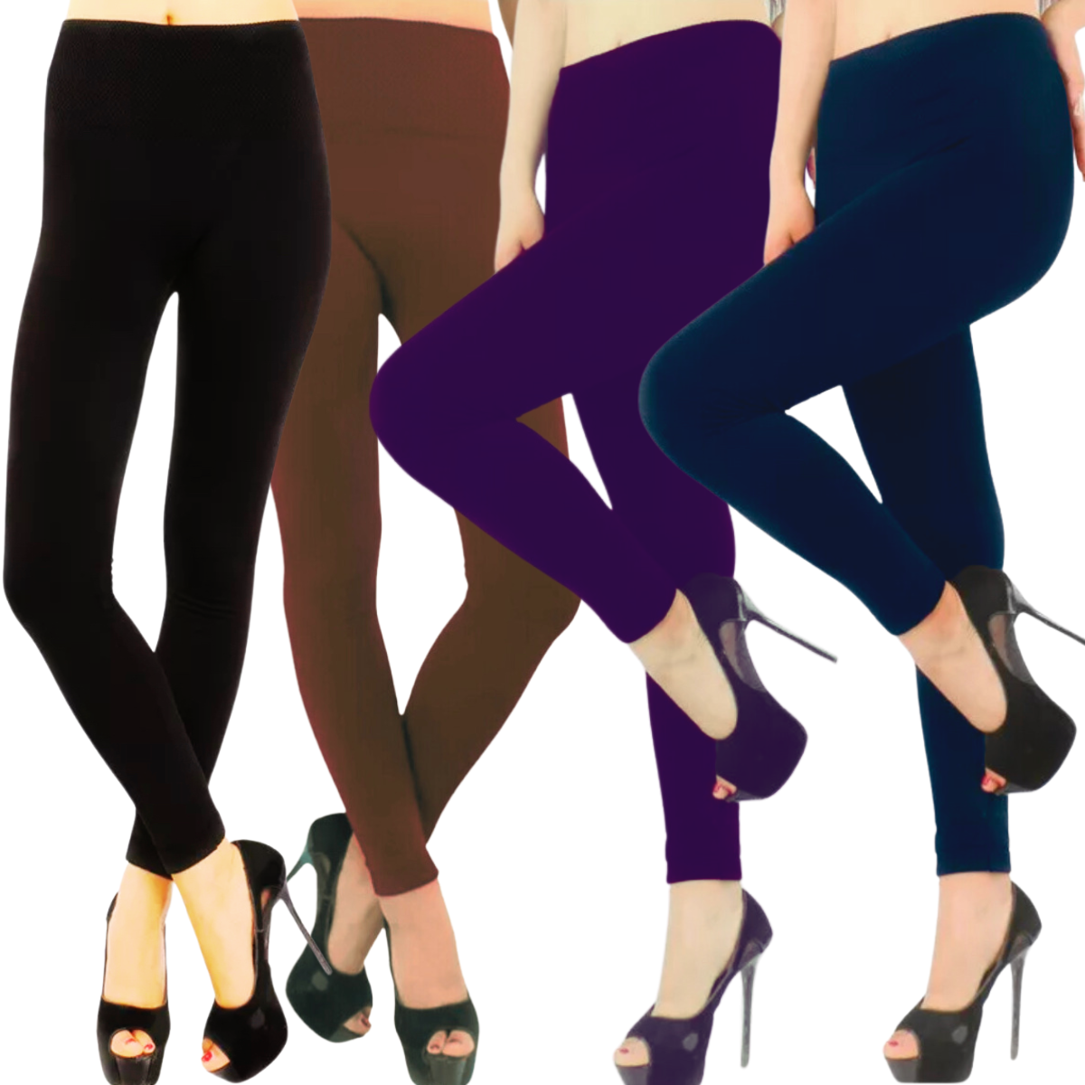 Foto 2 pulgar | Set De 4 Leggings Térmico De Mujer Lic-071 Varios Colores Afelpado