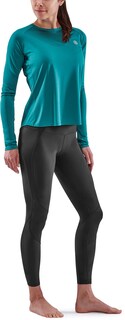 Foto 4 | Camiseta De Manga Larga Skins Series-3 Active Para Mujer, Color Verde Azulado, Talla L - Venta Internacional.