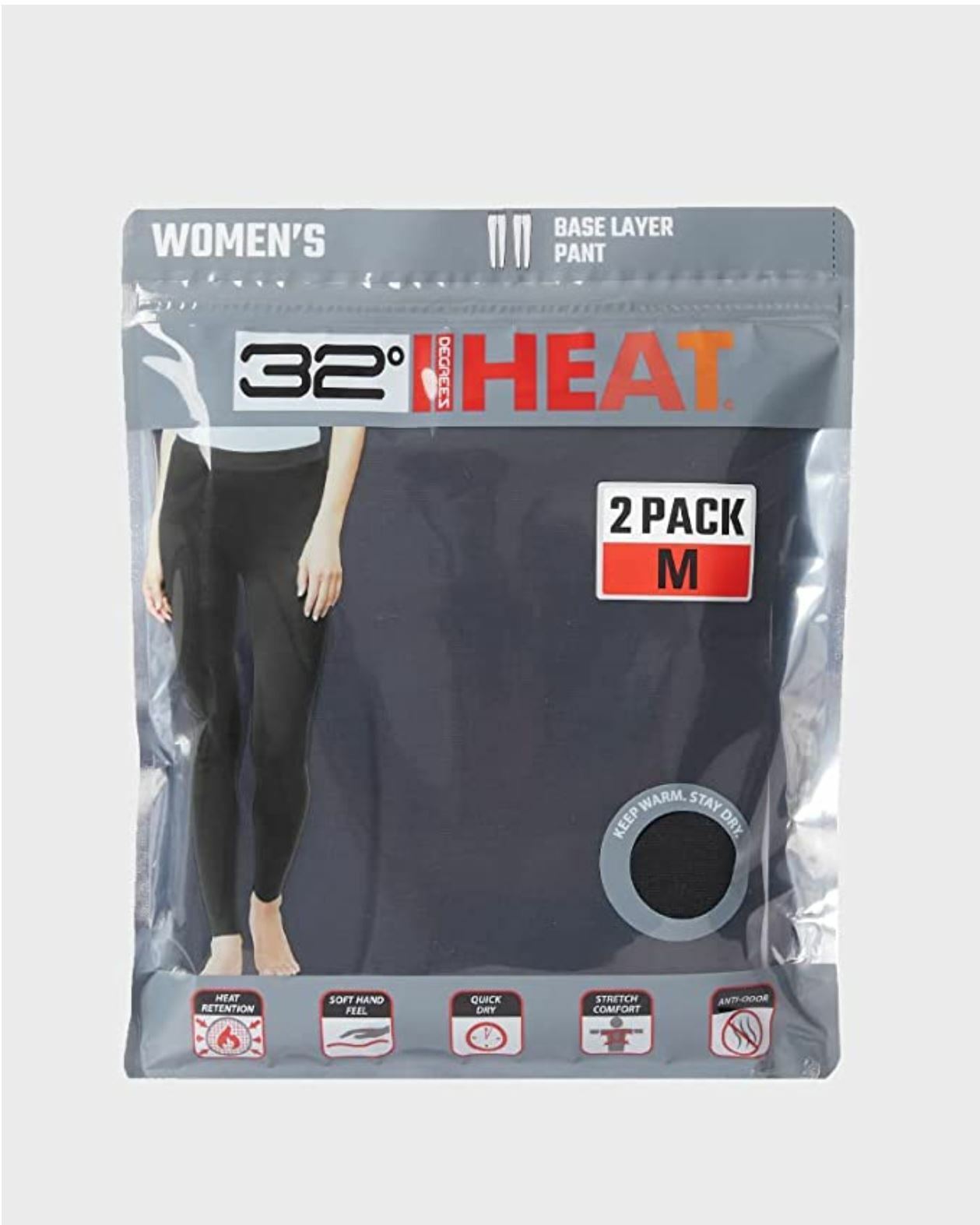 Pantalón Térmico 32 Degrees 2 Piezas Pack Pants Negro para Mujer