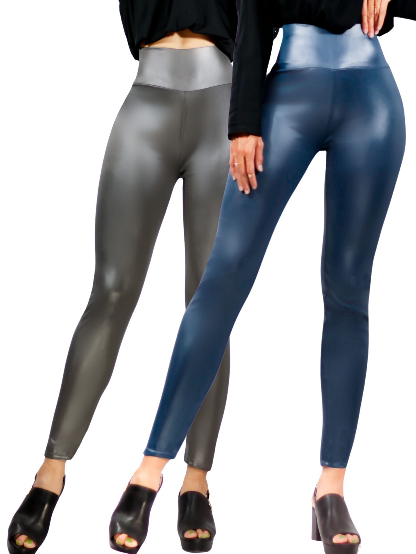Set De Dos Leggins Moda Elegante Casual Lic-074-px2 Colores Variados Mujer Mallones Cuero Vinipiel