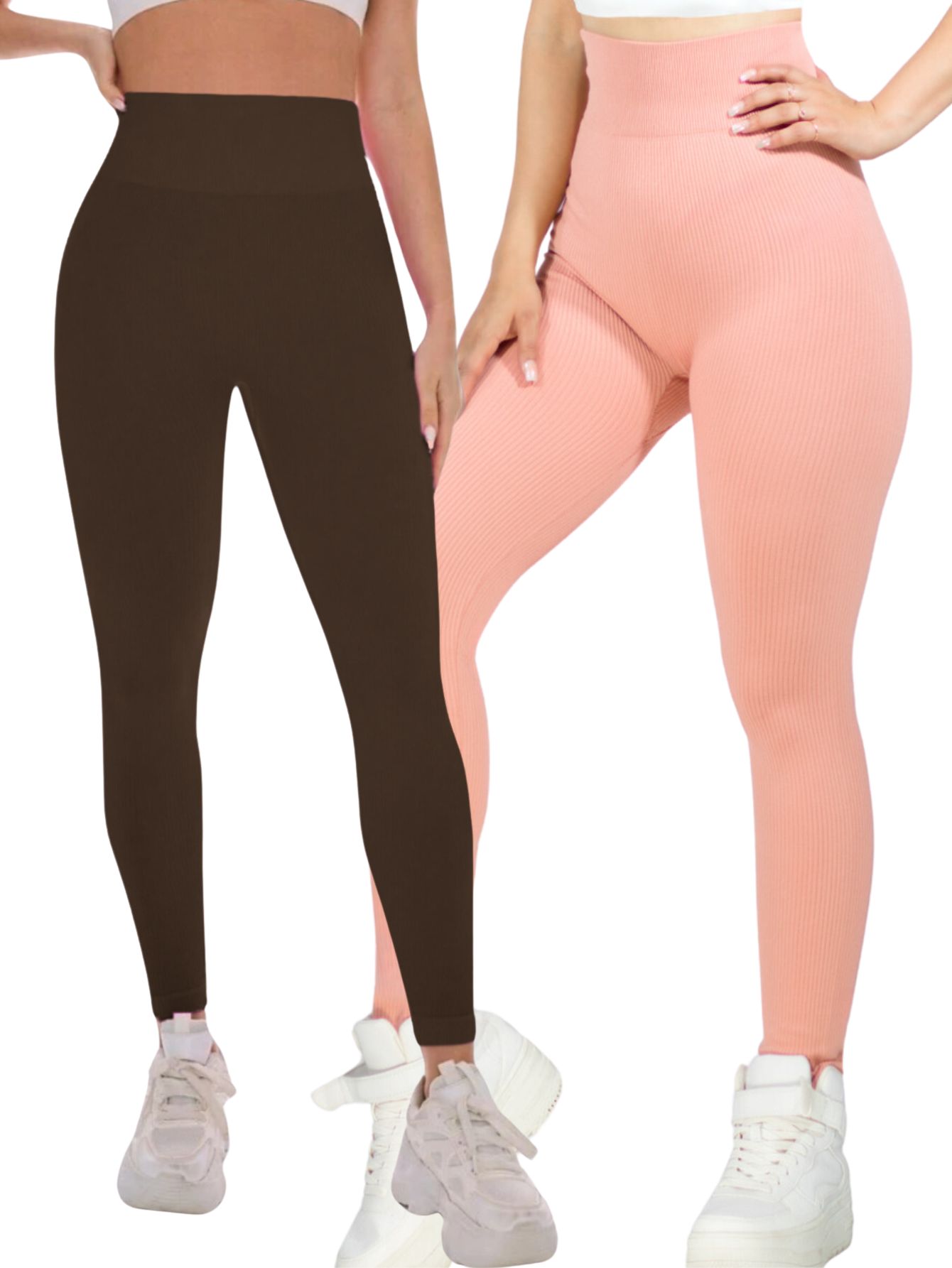 Set de Dos Leggings Canalé Lic-0145-2-px2 colores Variados Stretch para Mujer