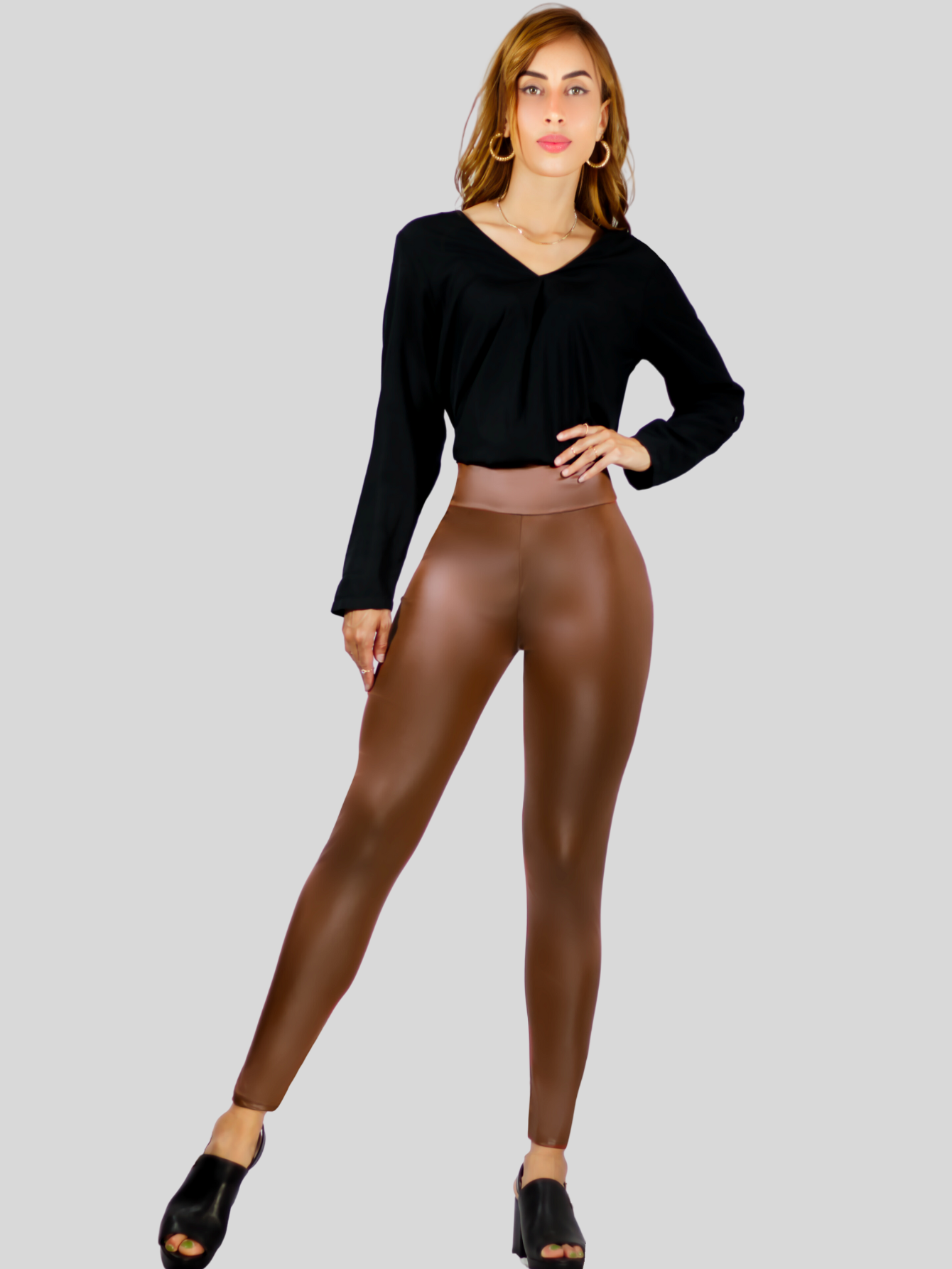Foto 8 pulgar | Set De Dos Leggins Moda Elegante Casual Lic-074-px2 Colores Variados Mujer Mallones Cuero Vinipiel