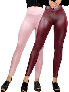 Foto 1 | Set De Dos Leggins Moda Elegante Casual Lic-074-px2 Colores Variados Mujer Mallones Cuero Vinipiel