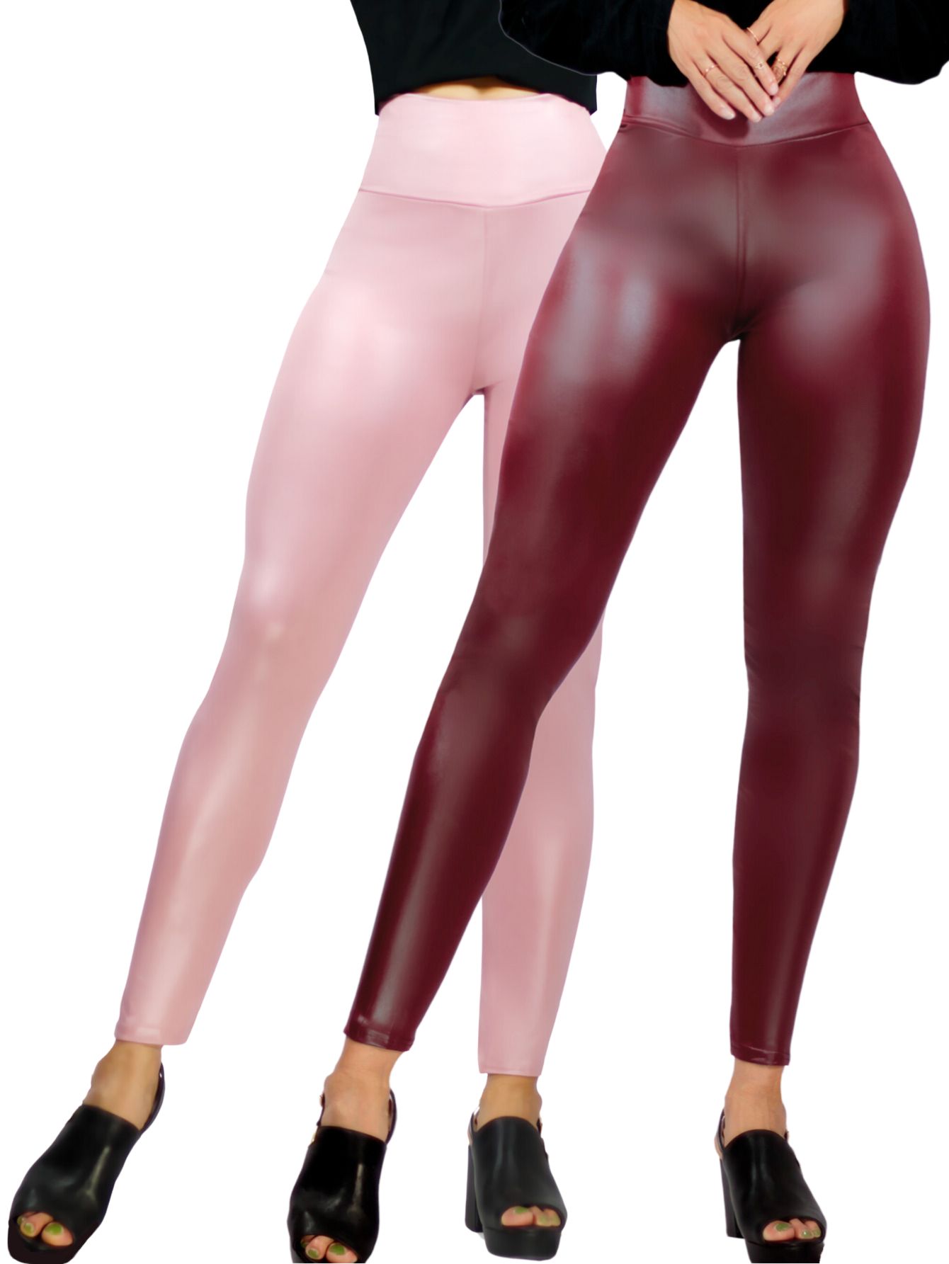 Foto 1 | Set De Dos Leggins Moda Elegante Casual Lic-074-px2 Colores Variados Mujer Mallones Cuero Vinipiel