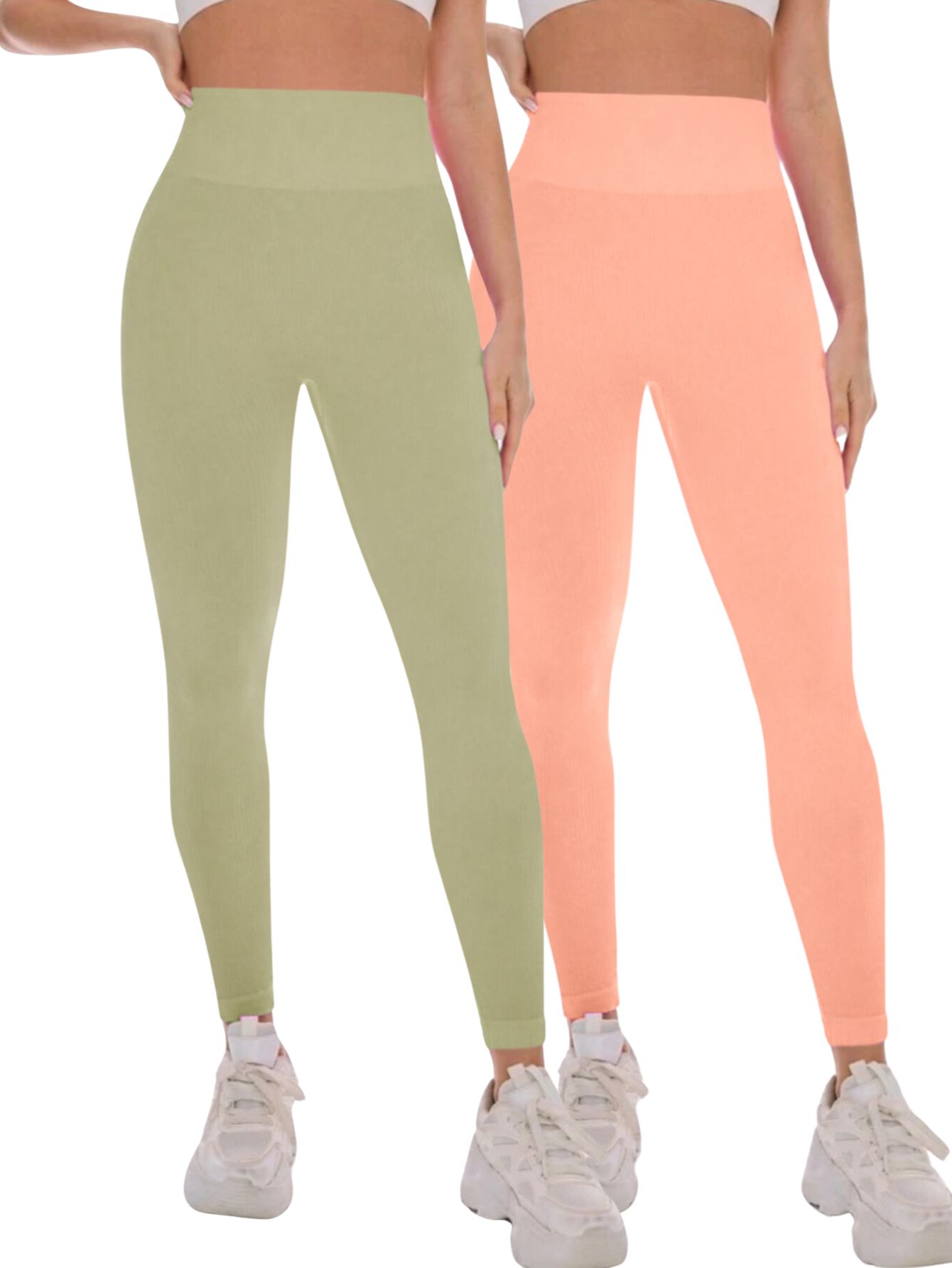 Set De Dos Leggings Canalé Lic-0145-2-px2 Colores Variados Stretch Para Mujer