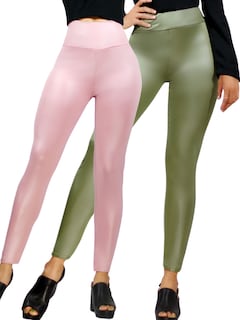 Foto 1 | Set De Dos Leggins Moda Elegante Casual Lic-074-px2 Colores Variados Mujer Mallones Cuero Vinipiel