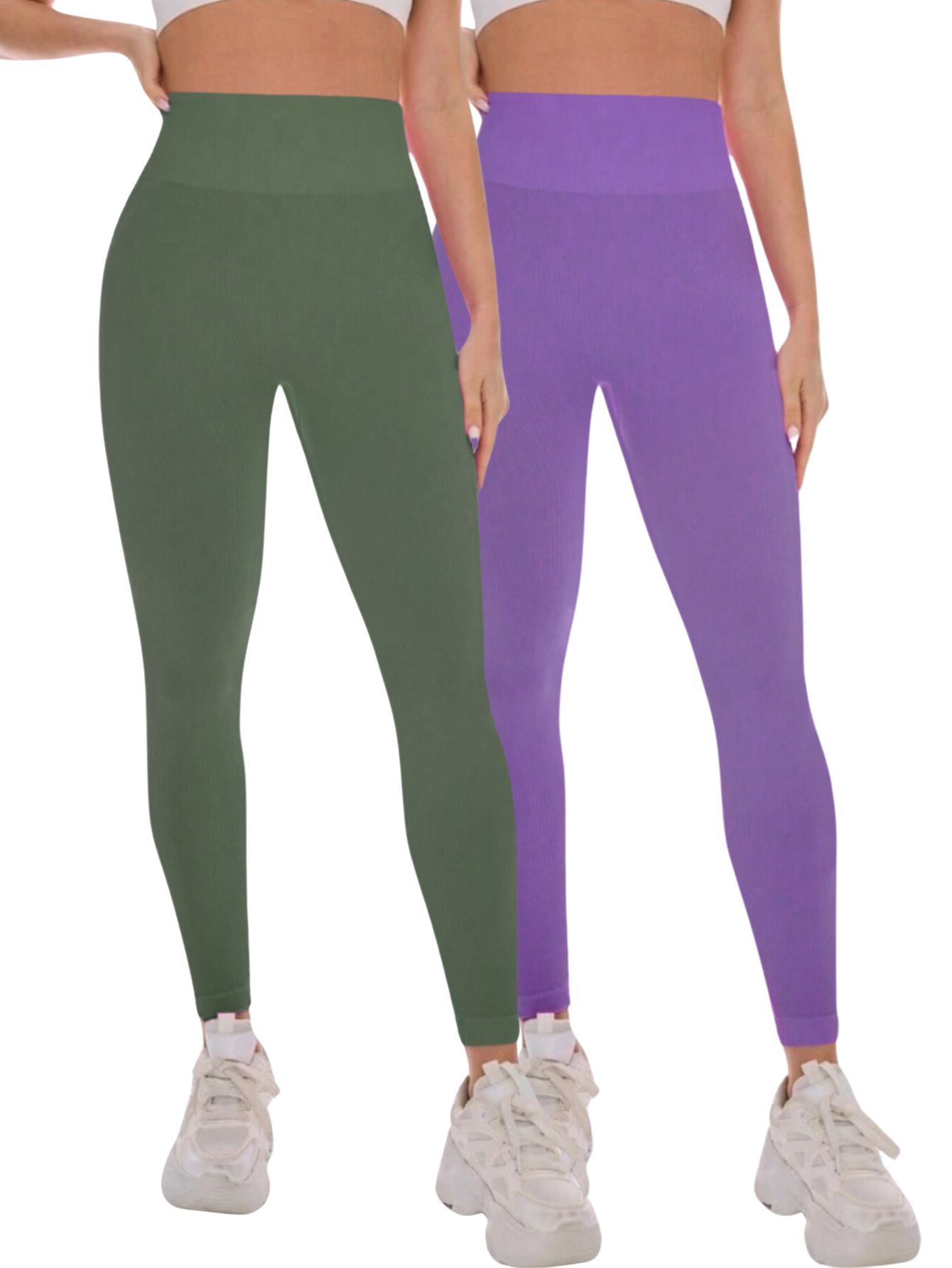 Set De Dos Leggings Canalé Lic-0145-2-px2 Colores Variados Stretch Para Mujer