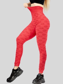 Foto 3 | Legging Texturizado Stretch Rojo Deportivas para Mujer