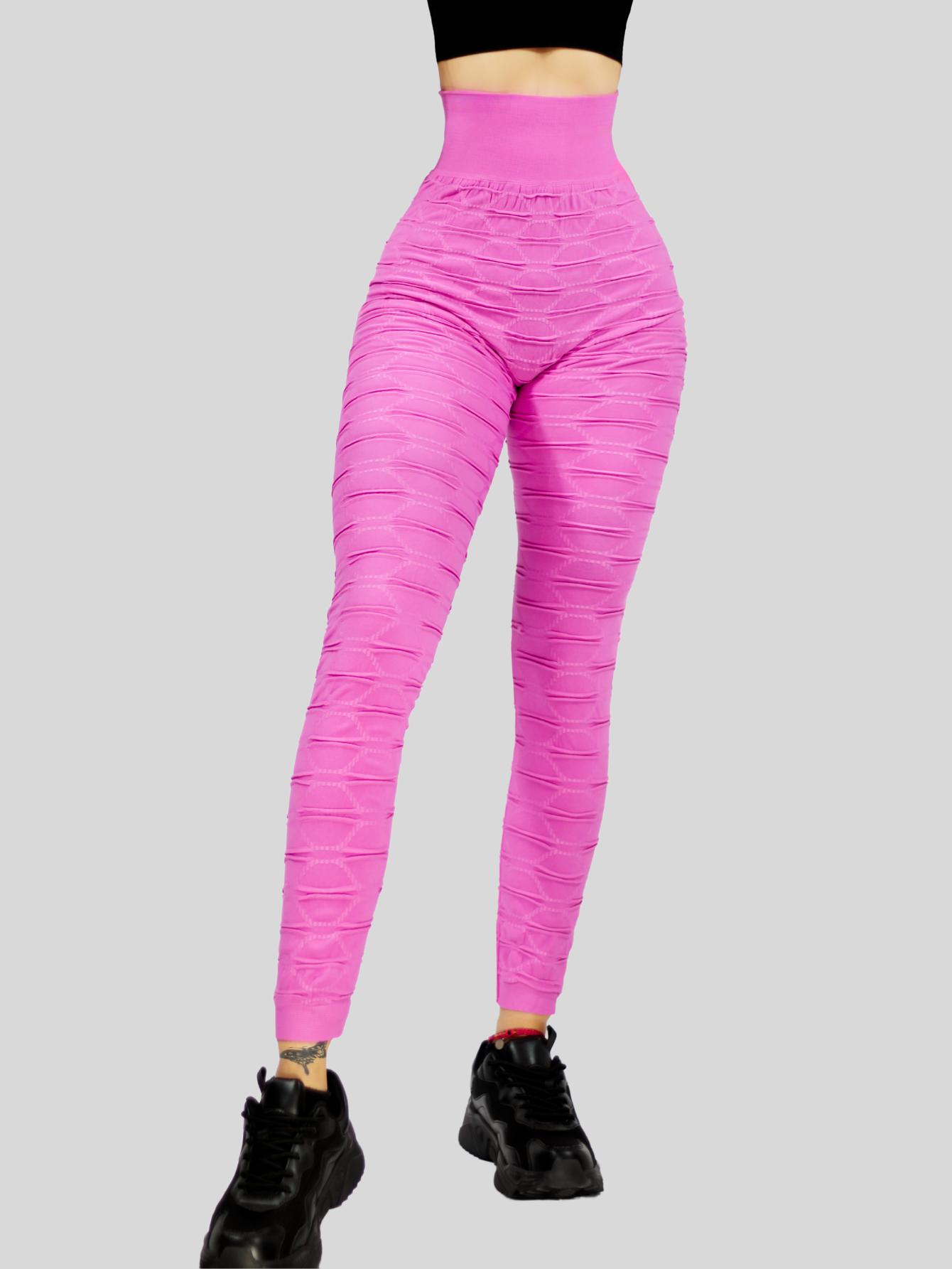 Foto 3 pulgar | Leggins Texturizado Stretch Mallas Lic-0160 color Fucsia Deportivas para Mujer