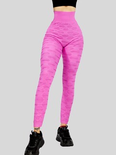 Foto 2 | Leggins Texturizado Stretch Mallas Lic-0160 color Fucsia Deportivas para Mujer